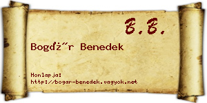 Bogár Benedek névjegykártya